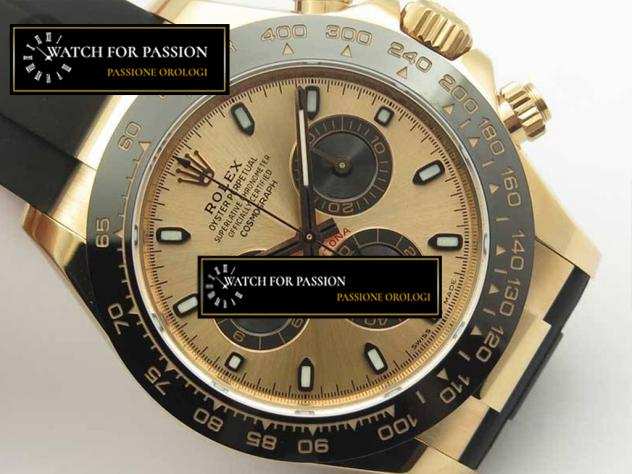 REPLICA ROLEX DAYTONA 116515 RG QUADRANTE ORO ROSA BEST EDITION SU CINTURINO IN GOMMA NERO