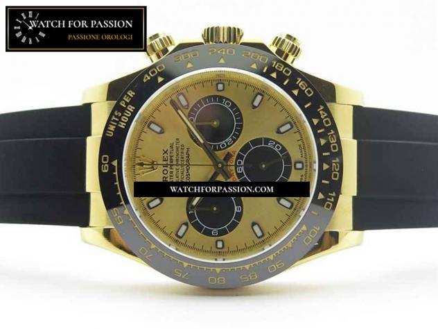 REPLICA ROLEX DAYTONA 116518 BEST EDITION YG PLACCATO 904L SS CASSA YG  QUADRANTE NERO SU CINTURINO IN GOMMA NERO