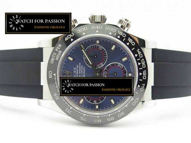 REPLICA ROLEX DAYTONA 116519 BEST EDITION 904L CASSA SS QUADRANTE BLU SU CINTURINO IN GOMMA NERO