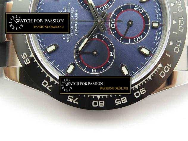 REPLICA ROLEX DAYTONA 116519 BEST EDITION 904L CASSA SS QUADRANTE BLU SU CINTURINO IN GOMMA NERO