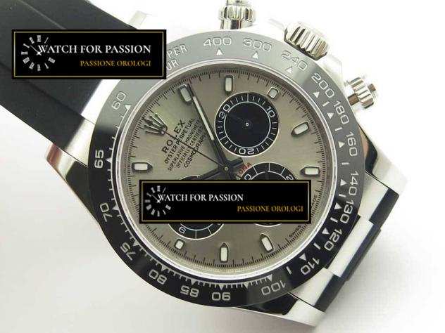 REPLICA ROLEX DAYTONA 116519 BEST EDITION 904L SS CASE GRIGIO  QUADRANTE NERO SU CINTURINO IN GOMMA NERO