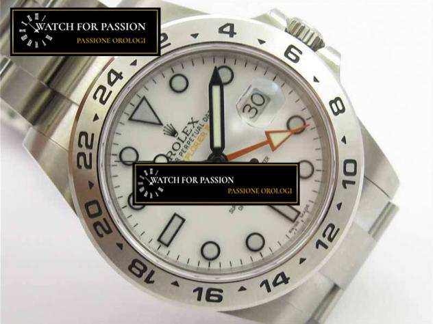 REPLICA ROLEX EXPLORER II 42MM 216570 NERO 904L SS GMF 11 QUADRANTE BIANCO BEST EDITION SU BRACCIALE