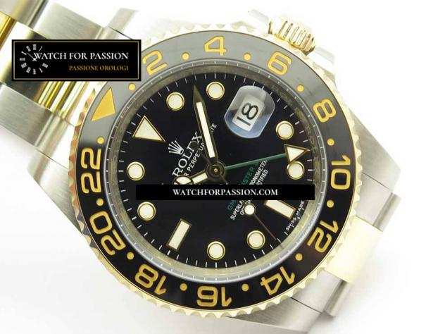 REPLICA ROLEX GMT-MASTER II 116713 LN CERAMICA NERA SPESSORE YG 904L ACCIAIO BEST EDITION