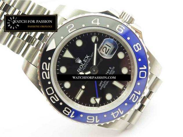 REPLICA ROLEX GMT-MASTER II 126710 BLACK  BLUE CERAMIC BEZEL 904L SS BEST EDITION QUADRANTE NERO SU BRACCIALE JUBILEE 904L