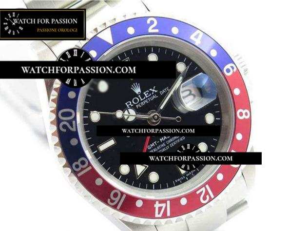 REPLICA ROLEX GMT-MASTER SS BP-MAKER BLU BLU  ROSSO QUADRANTE NERO SU BRACCIALE SS