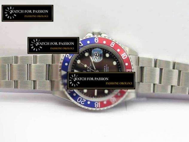 REPLICA ROLEX GMT-MASTER SS BP-MAKER BLU BLU  ROSSO QUADRANTE NERO SU BRACCIALE SS