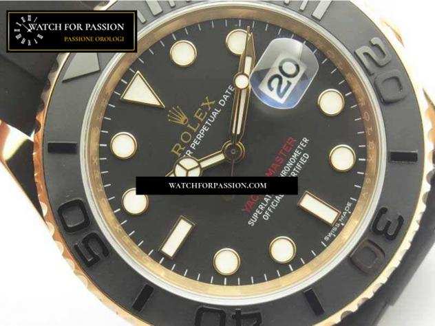 REPLICA ROLEX YACHT-MASTER 116655 BEST EDITION QUADRANTE IN CERAMICA ON SU BRACCIALE OYSTER IN GOMMA