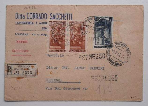 Repubblica Italiana 19451950 - Interessante insieme 8 lettere affrancate con alti e bassi valori di serie ordinarie