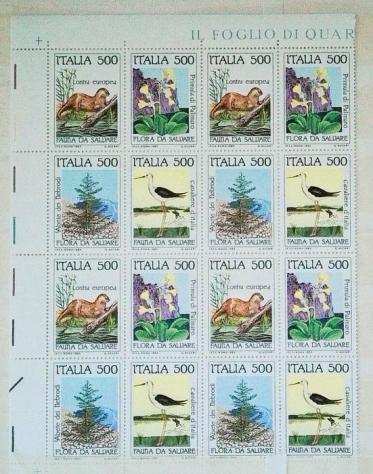 Repubblica Italiana 1980 - lotto di francobolli italia quasi tutti in quartina ottimo stato - sassone