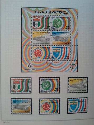 Repubblica Italiana 19881993 - Enorme accumulo di francobolli usati , quartina , singoli, presenti i 6 foglietti di Italia 90 e 711