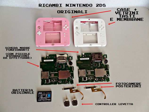 Ricambi Nintendo 2 DS (Originali) Scheda madre, case, batteria