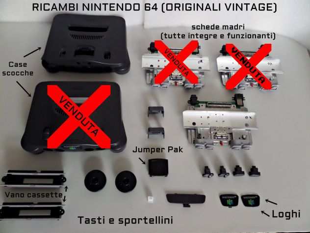 Ricambi Nintendo 64 originali, scheda madre,tasti,sportellini, ecc..