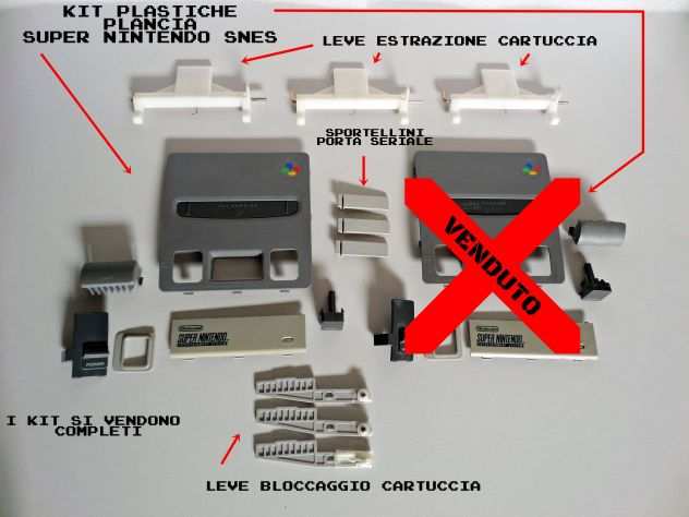 Ricambi Nintendo SNES. KIT Plastiche,pulsanti. Originali vintage