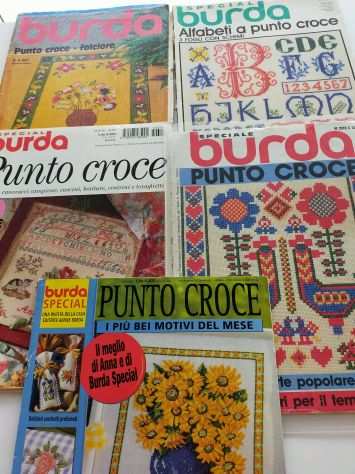 ricamo a punto croce 5 riviste BURDA vintage