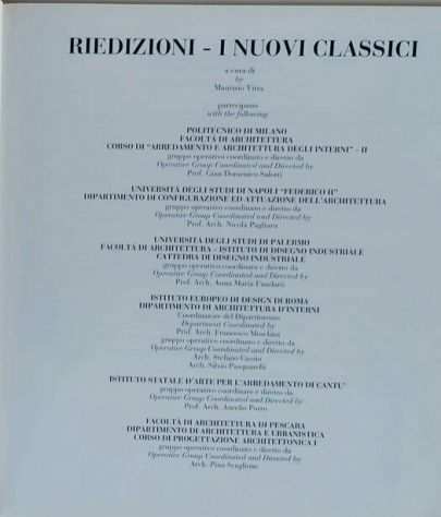 Riedizioni.I nuovi classici.Giornata Internazionale dellArredo, Verona, 1992