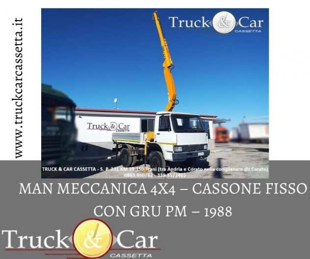 RIF.282 MAN MECCANICA 4X4 - 1988 - GRU PM E CASSONE FISSO