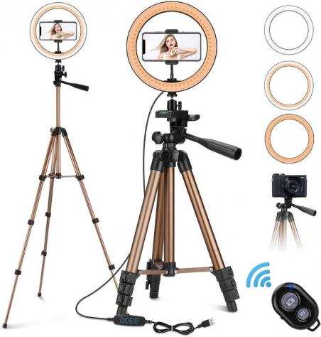 Ring Light piugrave Tripod, luce x selfie con treppiede Nuovo