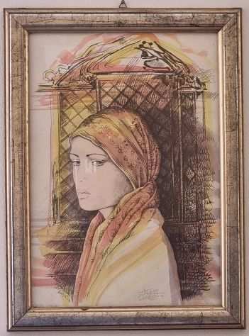 Ritratto di una donna orientale del pittore Andrea Quarto (Lucca 1958)
