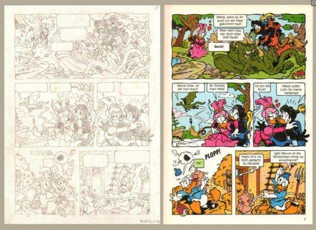 Roberto Ronchi - 1 Pencil drawing - Daisy Duck, Donald Duck - quotThe Precious Porkerquot - Page 3 - D 95069 - 1997