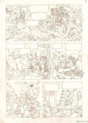 Roberto Ronchi - 1 Pencil drawing - Daisy Duck, Donald Duck - quotThe Precious Porkerquot - Page 3 - D 95069 - 1997