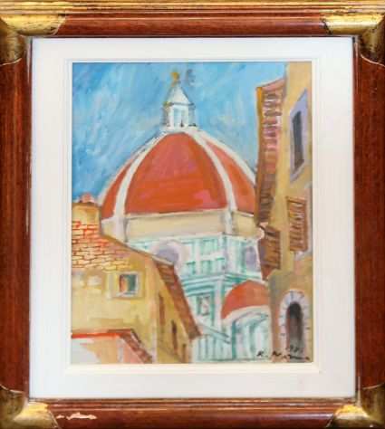 Rodolfo Marma pittore olio su cartone telato Duomo ( Fi )