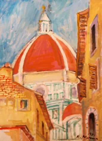 Rodolfo Marma pittore olio su cartone telato Duomo ( Fi )