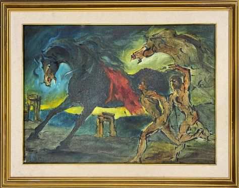 Rodolfo Zito pittore quadro olio su tela cavalli