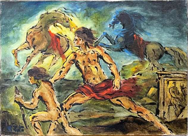 Rodolfo Zito pittore quadro olio su tela cavalli con figure