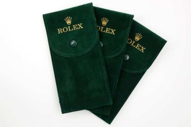 ROLEX 3 Pochette Service Porta Orologi Tessuto Floccato Promozione