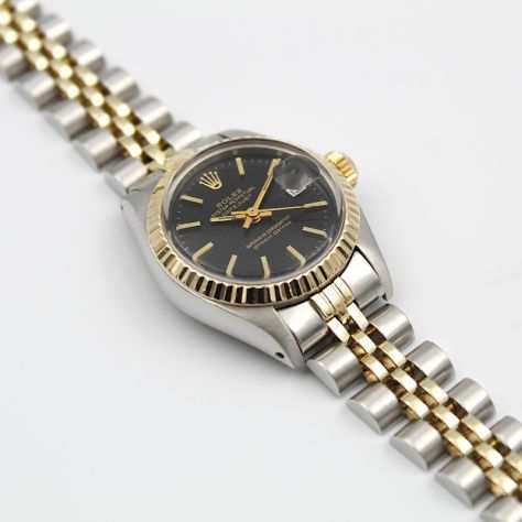 Rolex Datejust 6916 Acciaio e Oro Anni 80 Lady Quadrante Nero