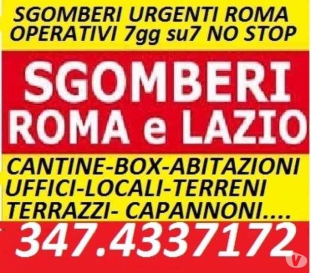 ROMA SGOMBERO ABITAZIONI UFFICI VILLE CANTINE BOX LOCALI RAPIDI ECONOMICI 7GGSU7