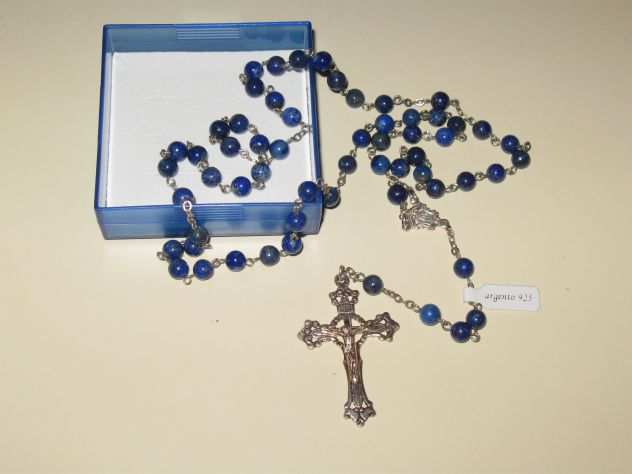 rosario in argento e grani in lapislazzulo