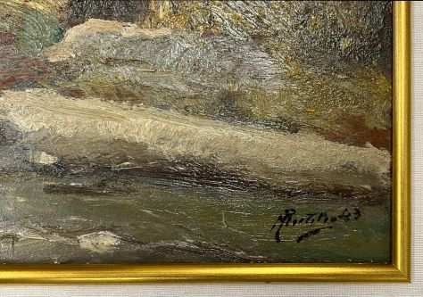 Rutilio Muti pittore quadro olio su tavola Il torrente della Botena
