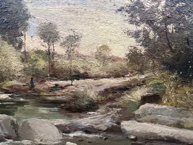 Rutilio Muti pittore quadro olio su tavola Il torrente della Botena