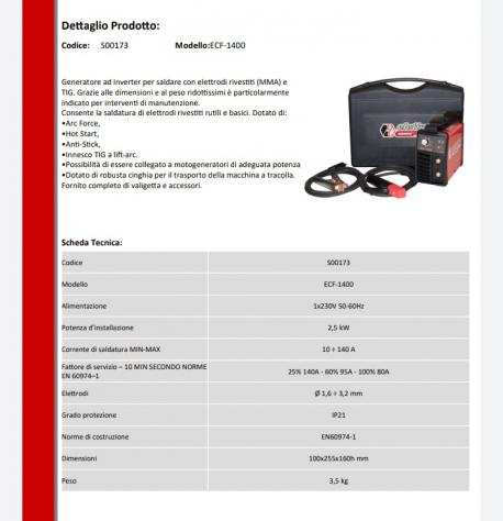 Saldatrice mma etc 1400 Elettro CF Nuovo