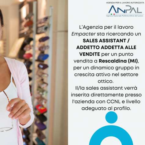 SALES ASSISTANT RESCALDINA MILANO