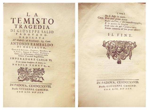 SALIO Giuseppe  Comino - La Temisto Tragedia - 1728