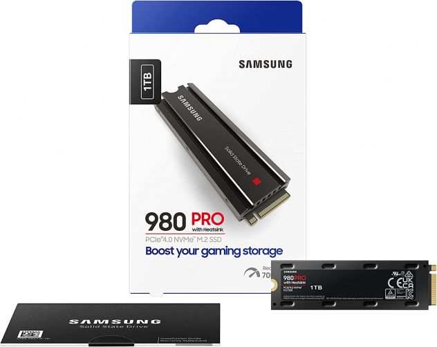 Samsung 980 PRO SSD with Heatsink 1TB PCIe Gen 4 NVMe M.2 PS5 Compatible