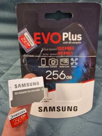 Samsung microSD da 256Gb evo plus  UHS-I, classe U3, fino a 100 MBs,