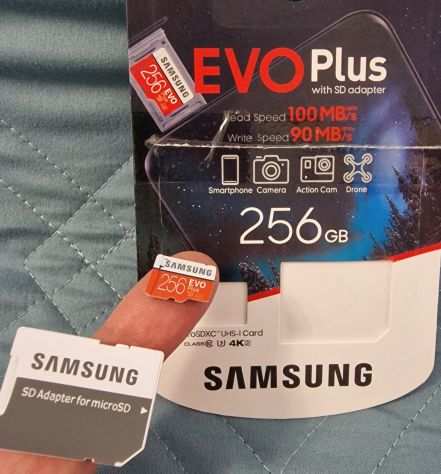 Samsung microSD da 256Gb evo plus  UHS-I, classe U3, fino a 100 MBs,