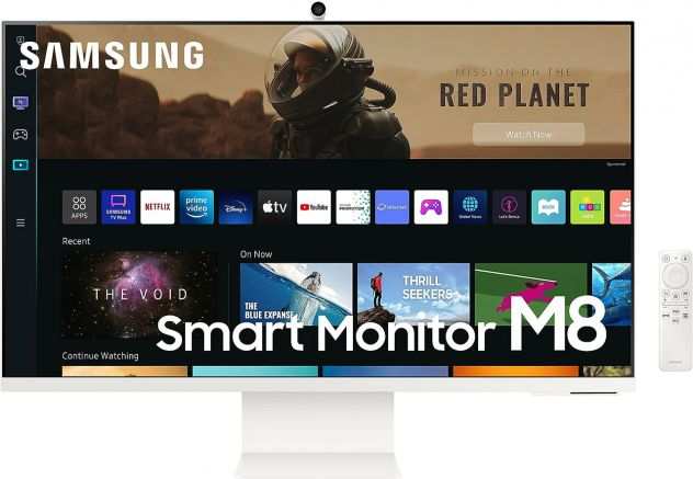 Samsung Smart Monitor Serie M8 da 32pollici UHD flat colore blu, casse integrate