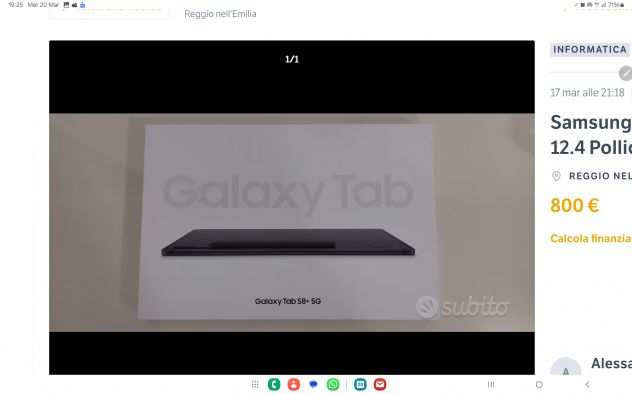 SAMSUNG TAB S8 5G LTE 12,4 POLLICI