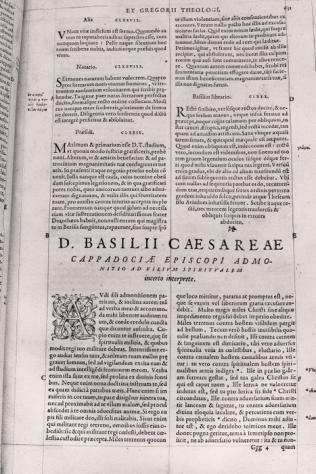 San Basilio  Giano Cornario - Basilii Magni archiepiscopi Caesareae Cappadociae quae extant opera - 1548