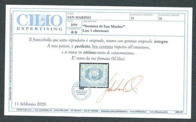 San Marino 18941899 - Cifra o Stemma in serie completa MNH ottimo stato di conservazione - Sassone NN. 2631