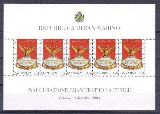 San Marino 2003 - Foglietto la riapertura della ldquoFenicerdquo di Venezia MNH - Sassone N 73