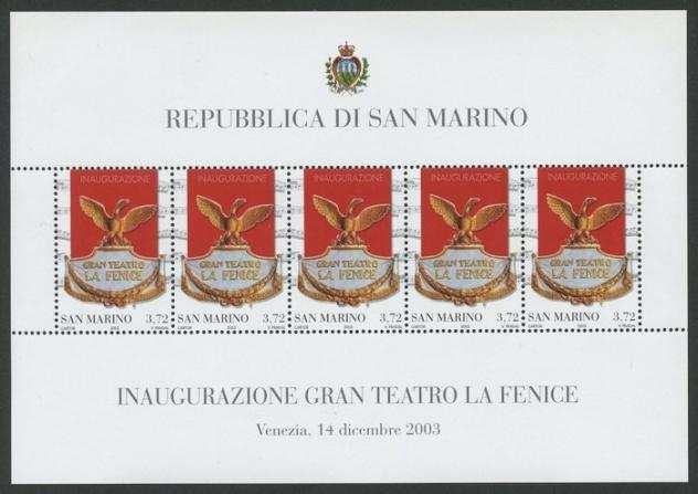 San Marino 2003 - Foglietto La riapertura della quotFenicequot di Venezia gomma integra. - Sassone n.73