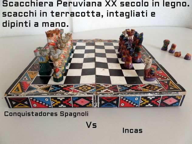Scacchiera antica xx sec. peruviana in terracotta (ORIGINALE DEPOCA)