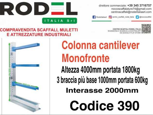 scaffali cantilever nuovi scontati