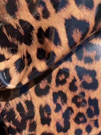 Scampoli pelle vitello vernice lucida effetto leopardo