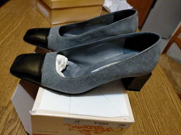 Scarpe donna in pelle grigio e nero n.36